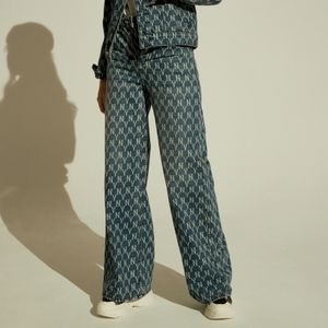 MLB Wide Fit Monogram Denim Pants New York Yankees